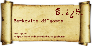 Berkovits Ágosta névjegykártya